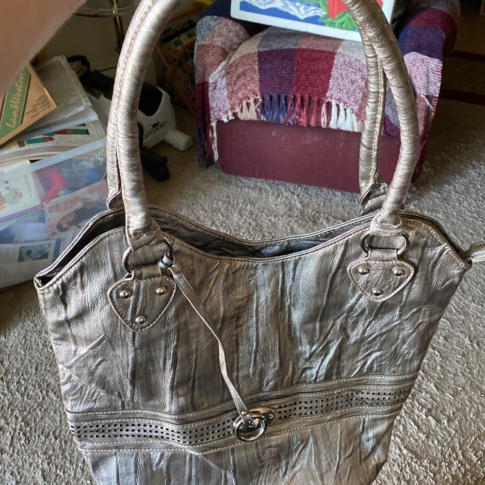 NWT Green Apple (Pewter) Zippered Purse with Detachable Key Ring